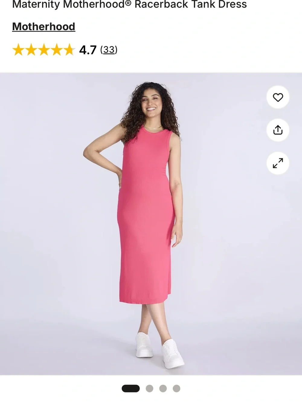Motherhood Ribbed Sleeveless Midi Dress - Red